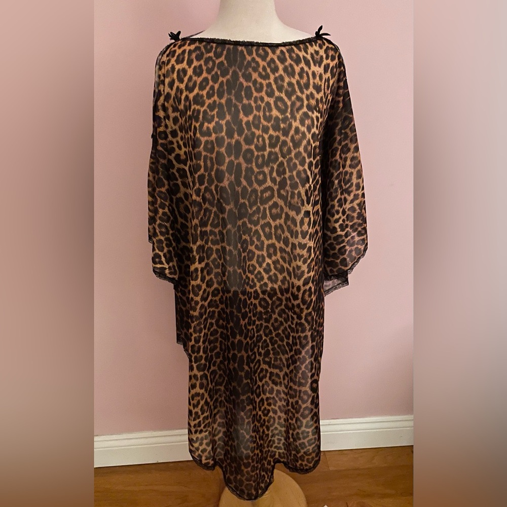 Vintage Leopard Print Sheer Kaftan